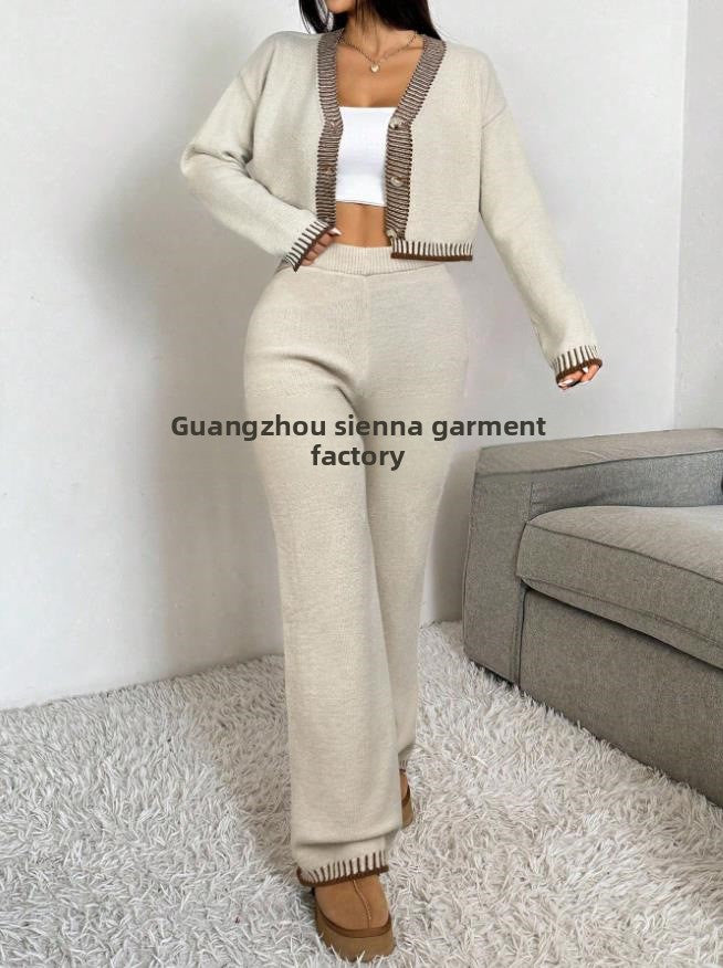 V-Neck Top Pants Set