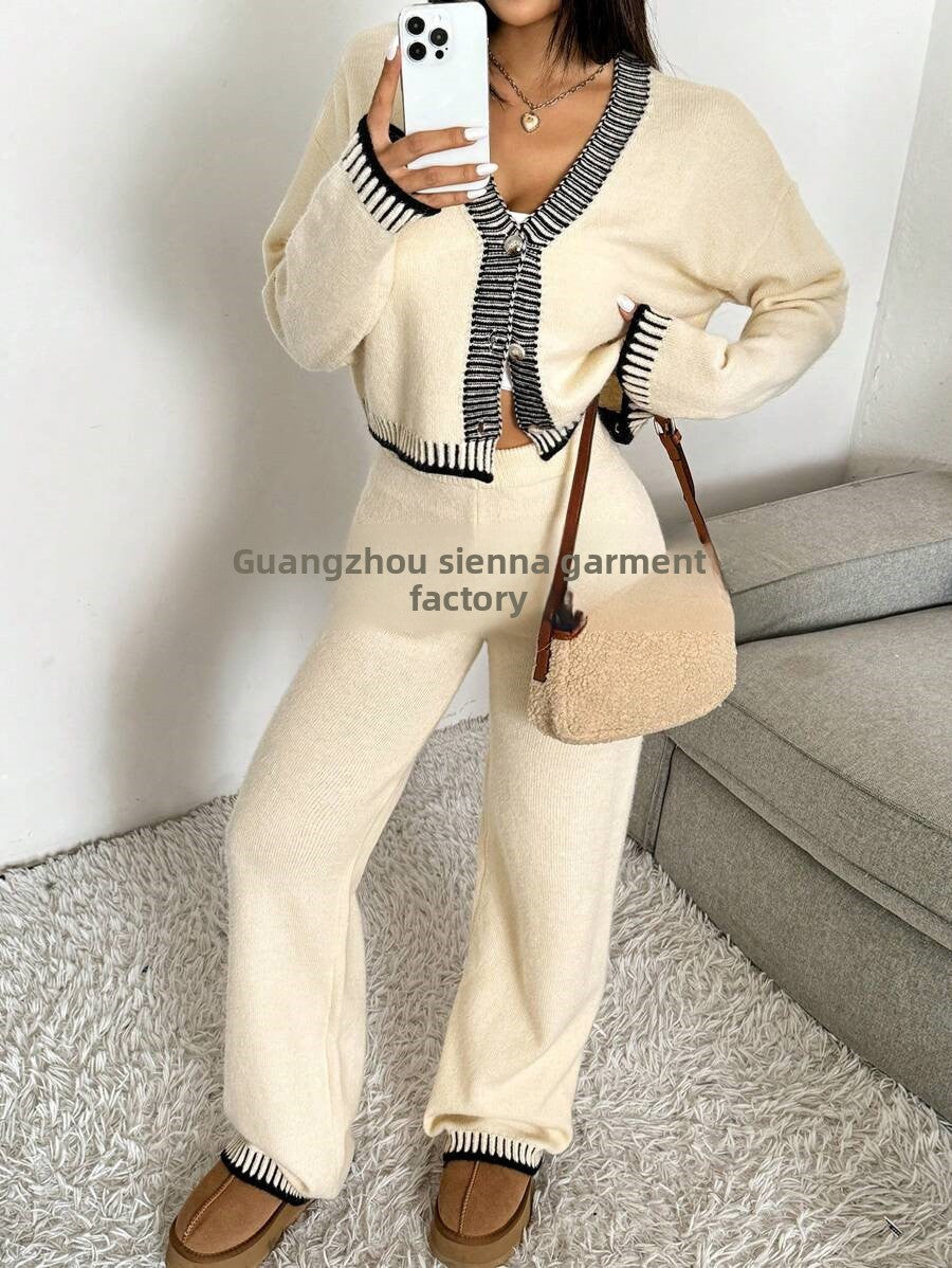 V-Neck Top Pants Set